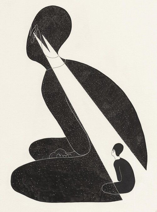 Ilustración de acompañamiento en psicoterapia